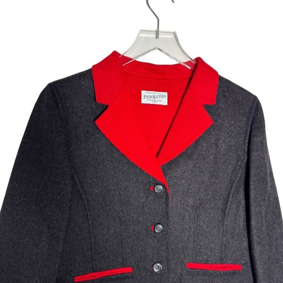 Pendleton Reversible Jacket Black/Red Merino Wool Size Small petite NWT - Picture 3 of 11